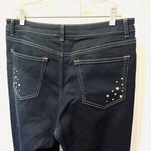 Faith Jeans-Sz.12-Dk Blue High Waist Stretch Skinny Jeans-Embellished Bk. Pocket